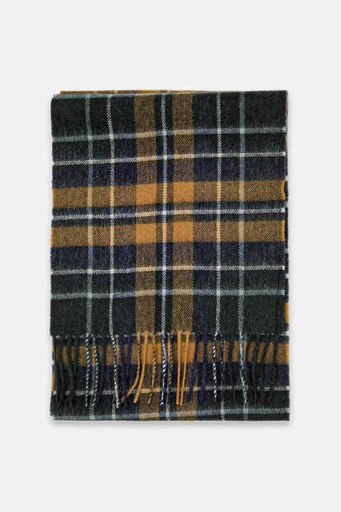 Barbour szalik wełniany kolor zielony wzorzysty USC0137 - zdjęcie produktu nr 2