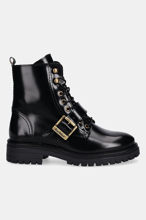 Barbour botki skórzane Ouseburne damskie kolor czarny na płaskim obcasie LFO0772BK71 - zdjęcie produktu nr 2