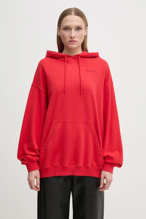 Rotate bluza bawełniana Sweat Hoodie damska kolor czerwony z kapturem gładka 1124731292 - zdjęcie produktu nr 1