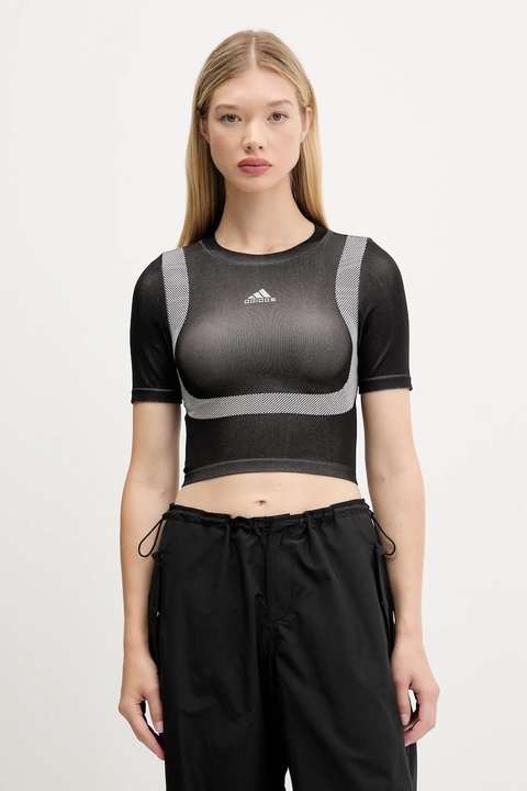 adidas Originals t-shirt Seamless Techfit Baby Tee damski kolor czarny JV7159 - zdjęcie produktu nr 1