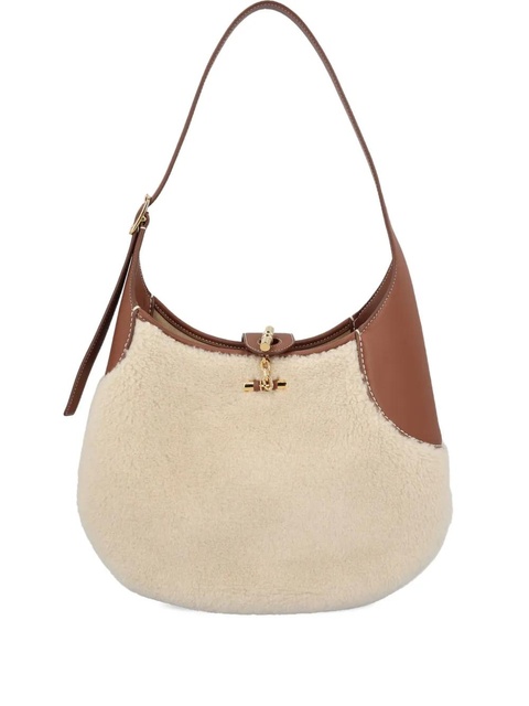 Loro Piana medium Bobbin shearling leather-trim shoulder bag - Neutrals - zdjęcie produktu nr 1