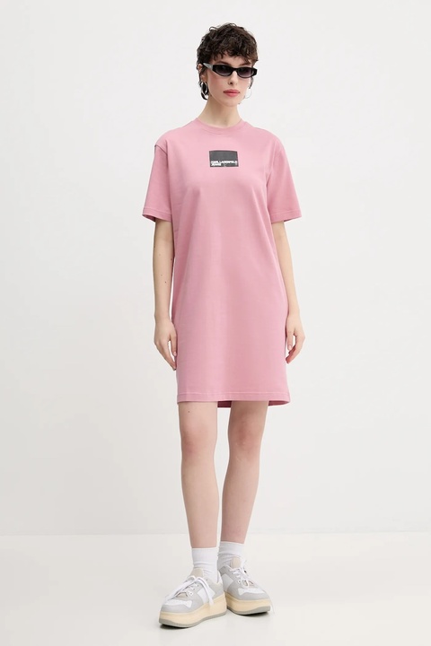 Karl Lagerfeld Jeans sukienka bawełniana kolor różowy mini prosta A2W13028 - zdjęcie produktu nr 2