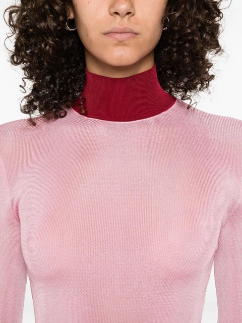 Self-Portrait high-neck ribbed top - Pink - zdjęcie produktu nr 2
