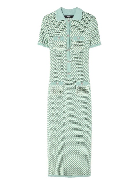 Versace crochet knit polo maxi dress - Green - zdjęcie produktu nr 1
