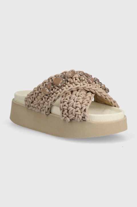 Inuikii klapki Woven Stones Platform damskie kolor beżowy na platformie 70103-106 - zdjęcie produktu nr 1