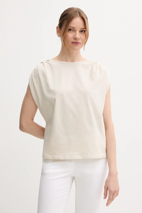 United Colors of Benetton t-shirt bawełniany damski kolor beżowy 3096D10AB - zdjęcie produktu nr 1