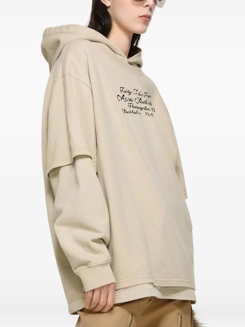 Acne Studios double-layered lettering-detail hoodie - Neutrals - zdjęcie produktu nr 2
