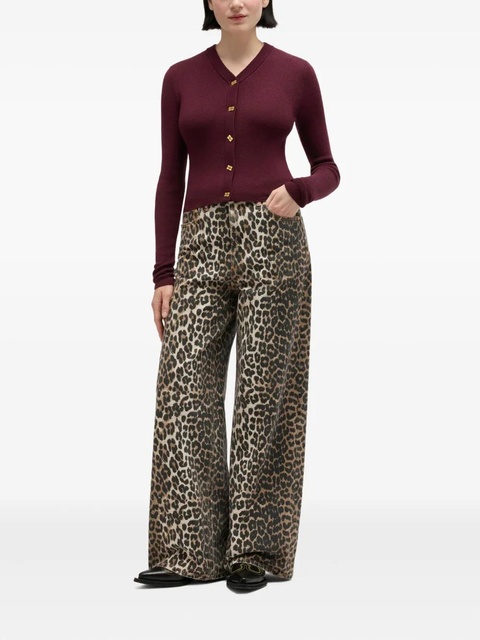 GANNI buttoned V-neck cardigan - Red - zdjęcie produktu nr 1