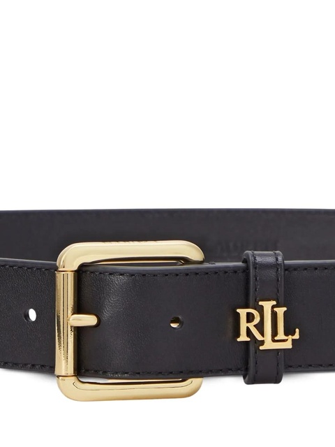 Lauren Ralph Lauren logo-appliqué leather belt - Black - zdjęcie produktu nr 2