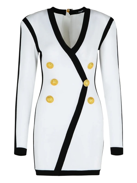 Balmain V-neck contrast-trim mini dress - White - zdjęcie produktu nr 1