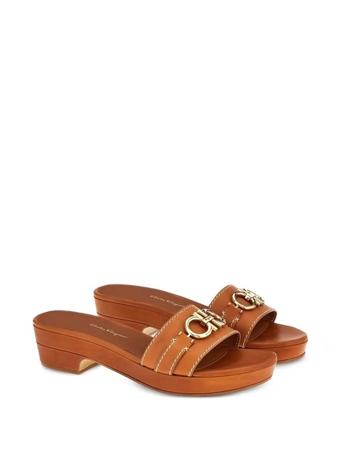 Ferragamo leather heeled sandals - Brown - zdjęcie produktu nr 2