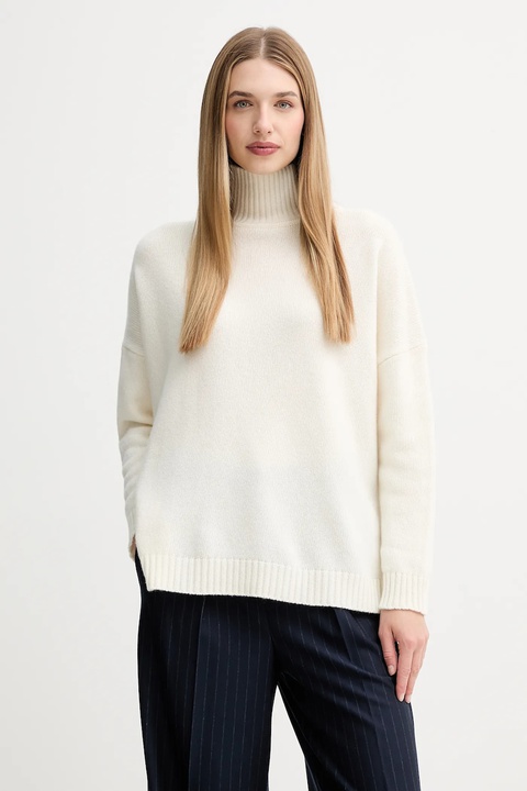 Weekend Max Mara sweter wełniany BORGIA damski kolor beżowy z golfem 2525366112600 - zdjęcie produktu nr 1