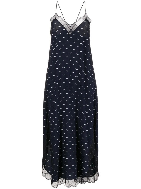 Zadig&Voltaire lace-trim silk midi dress - Blue - zdjęcie produktu nr 1