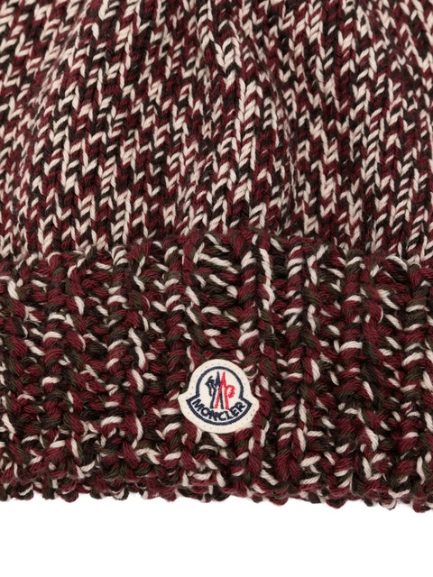 Moncler cable-knit logo-detail beanie - Red - zdjęcie produktu nr 2