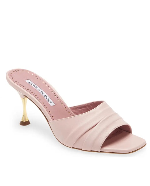 MANOLO BLAHNIK - Różowe klapki na szpilce Picoux - zdjęcie produktu nr 2