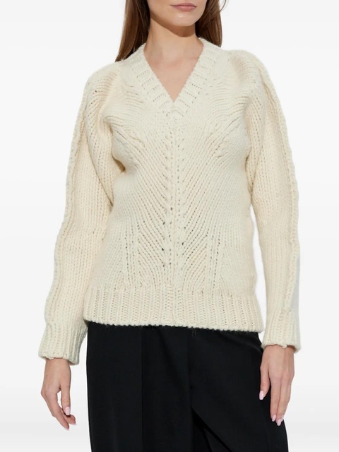 Jil Sander V-neck wool sweater - Neutrals - zdjęcie produktu nr 1