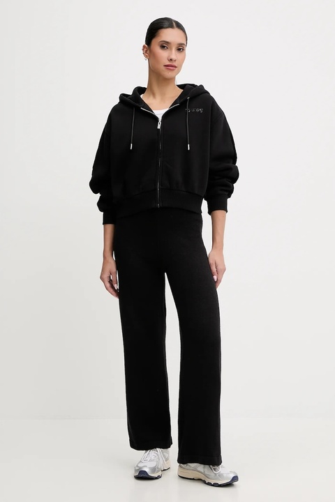 Guess bluza AELIA damska kolor czarny z kapturem gładka V5BQ11 KB681 - zdjęcie produktu nr 2
