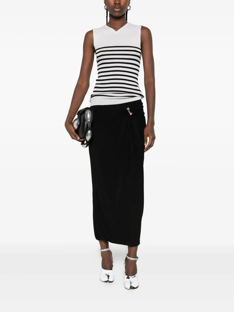 Jean Paul Gaultier ring-detail side-split midi skirt - Black - zdjęcie produktu nr 1