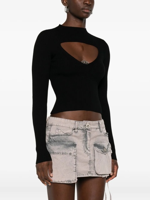 Diesel keyhole-neckline ribbed top - 9XX NERO - zdjęcie produktu nr 2