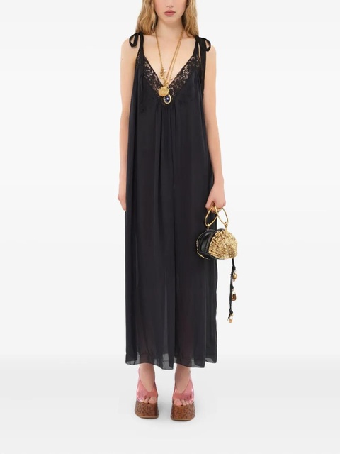 Chloé silk charmeuse lace maxi dress - Black - zdjęcie produktu nr 2