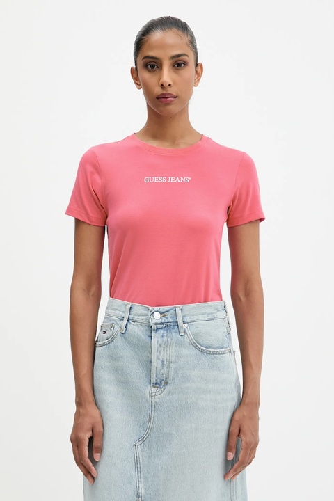 Guess Jeans t-shirt damski kolor różowy W4YI01 J1314 - zdjęcie produktu nr 1