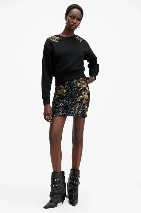 AllSaints bluza SEPARO damskie kolor czarny z aplikacją W085JB - zdjęcie produktu nr 2