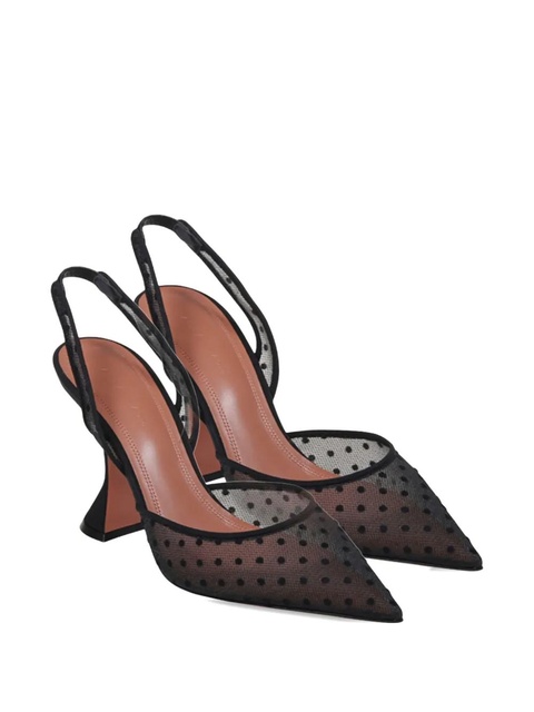 Amina Muaddi 95mm Holli polka-dot slingback pumps - Black - zdjęcie produktu nr 2