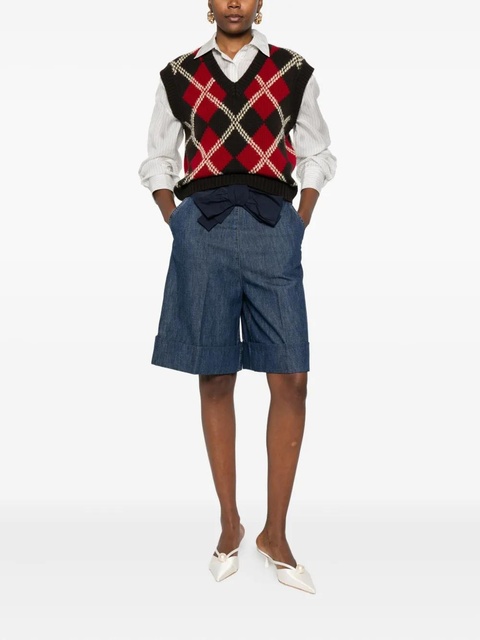 Valentino Garavani bow-embellished denim shorts - Blue - zdjęcie produktu nr 1