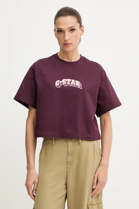 G-Star t-shirt bawełniany damski kolor fioletowy D26921.C336 - zdjęcie produktu nr 1