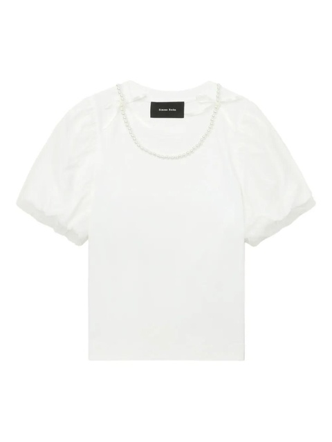 Simone Rocha pearl-embellished puff-sleeve top - White - zdjęcie produktu nr 1