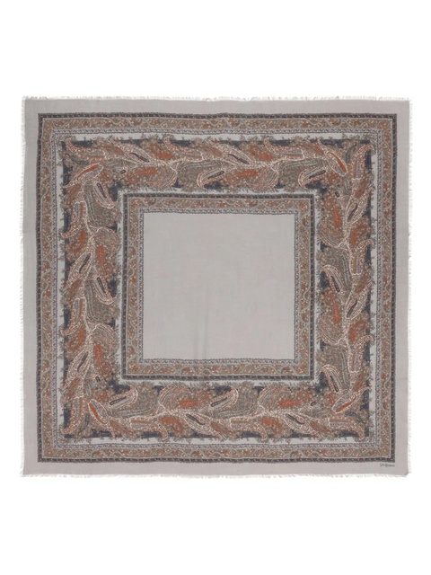Saint Laurent paisley-motif cashmere scarf - Grey - zdjęcie produktu nr 2