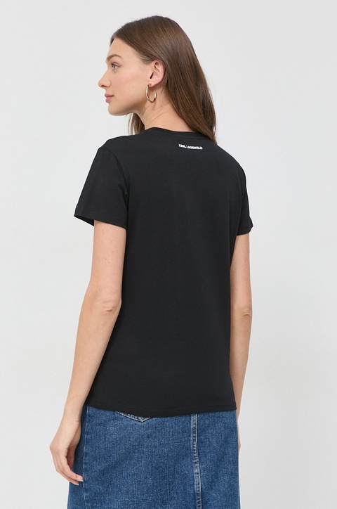 Karl Lagerfeld t-shirt bawełniany kolor czarny - zdjęcie produktu nr 2