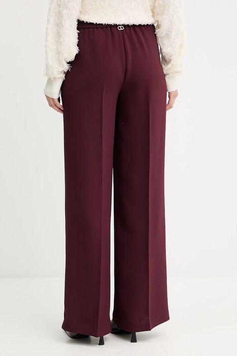 Twinset spodnie damskie kolor bordowy szerokie high waist 252TP2611 - zdjęcie produktu nr 2