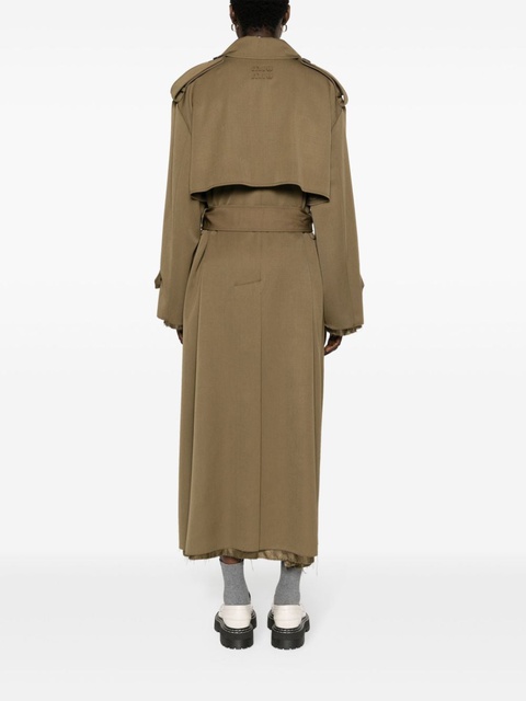 Miu Miu raw-cut maxi trench coat - Brown - zdjęcie produktu nr 2