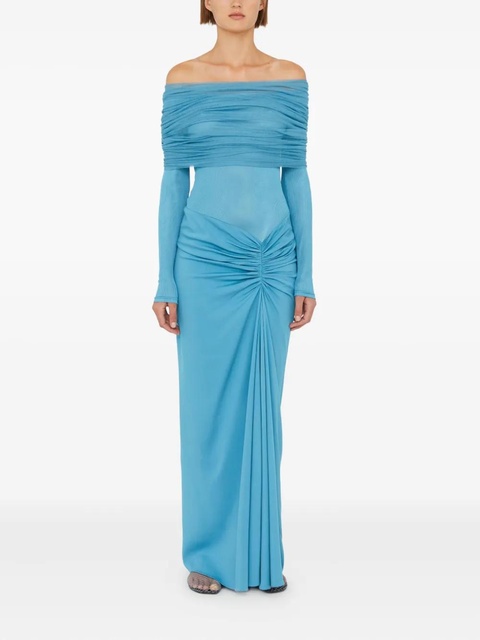 Christopher Esber Sonora Veiled off-shoulder ruched long dress - Blue - zdjęcie produktu nr 2