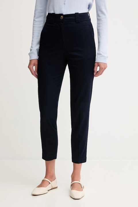 United Colors of Benetton spodnie damskie kolor granatowy dopasowane high waist 4FRXDF096 - zdjęcie produktu nr 1