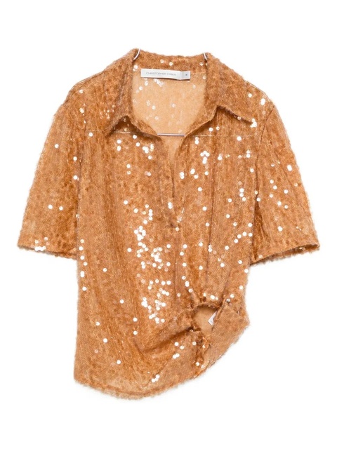 Christopher Esber sequin-embellished polo top - Brown - zdjęcie produktu nr 1
