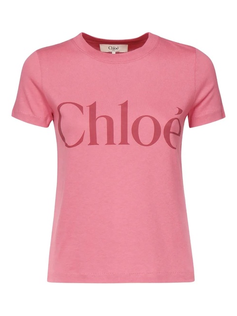 Chloé logo-print cotton T-shirt - Pink - zdjęcie produktu nr 1