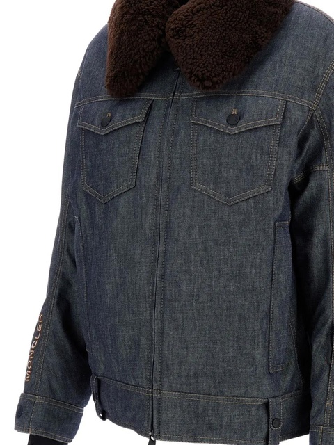 Moncler Grenoble shearling collar padded jacket - Blue - zdjęcie produktu nr 1