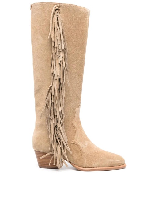 Maje 45mm fringed suede boots - Neutrals - zdjęcie produktu nr 1