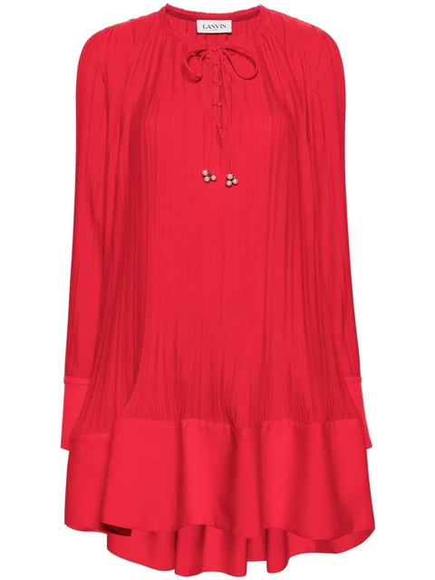 Lanvin plissé-effect crepe minidress - Red - zdjęcie produktu nr 1