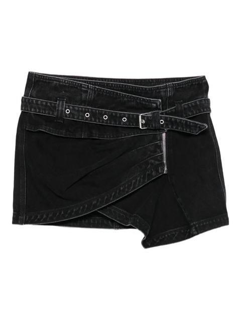 ISABEL MARANT Siyen belted zip-front denim skirt - Black - zdjęcie produktu nr 1