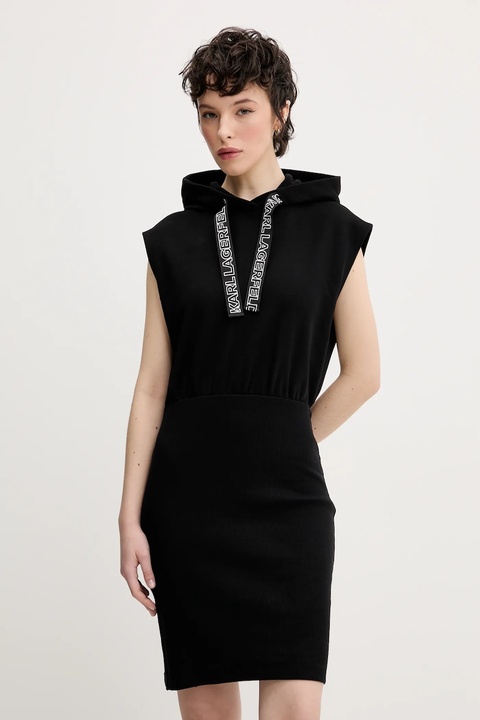 Karl Lagerfeld Jeans sukienka bawełniana kolor czarny mini dopasowana A2W13033 - zdjęcie produktu nr 1