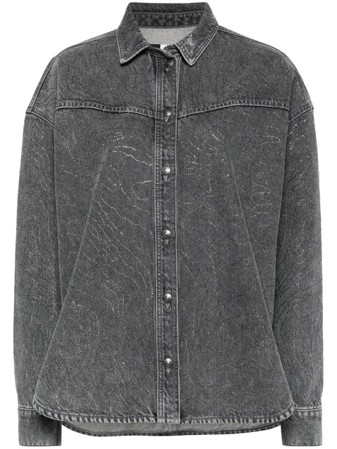 ROTATE BIRGER CHRISTENSEN rhinestone-embellished denim shirt - Grey - zdjęcie produktu nr 1