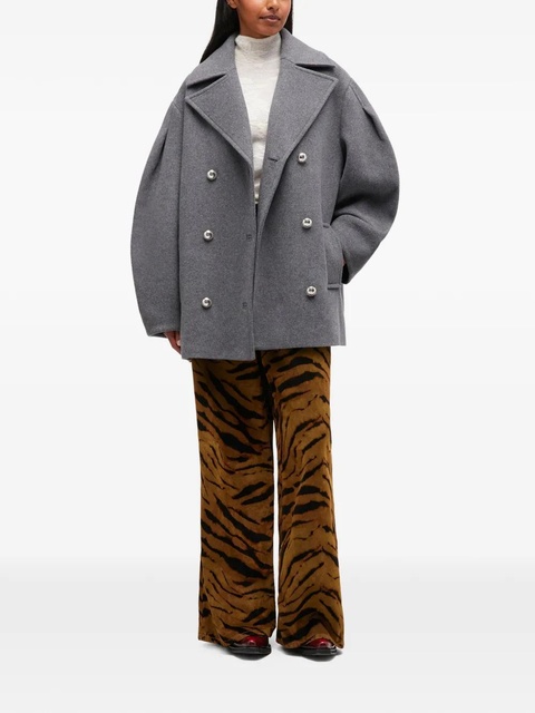 GANNI buttoned double-breasted peacoat - Grey - zdjęcie produktu nr 2