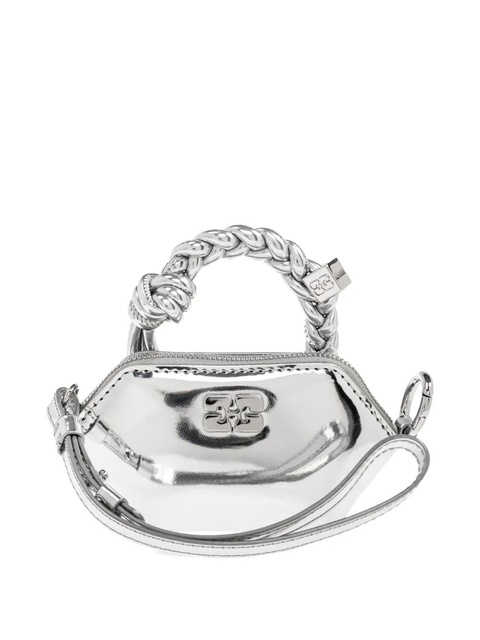 GANNI braided-handle metallic-effect pouch bag charm - Silver - zdjęcie produktu nr 2
