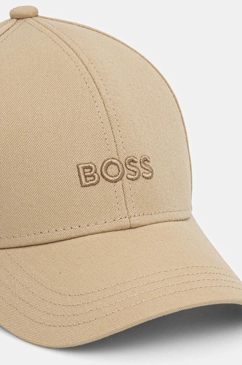 BOSS czapka z daszkiem bawełniana kolor beżowy z aplikacją 50519889 - zdjęcie produktu nr 1