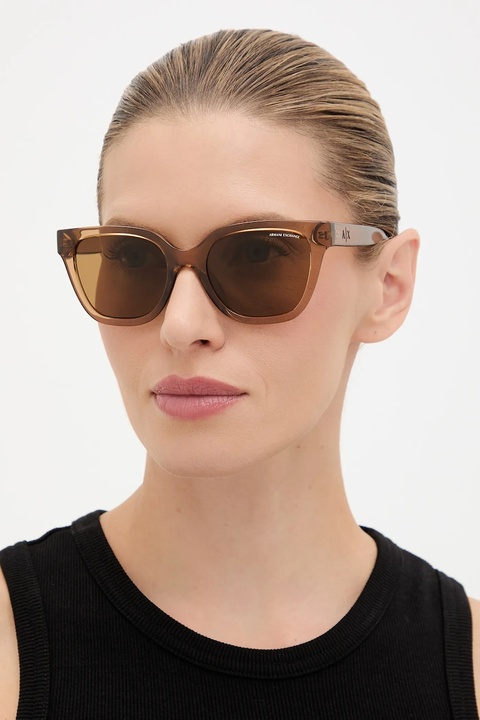Armani Exchange okulary przeciwsłoneczne damskie kolor brązowy 0AX4164SU - zdjęcie produktu nr 1