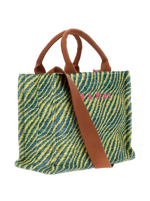 Marni small logo-detail tote bag - Green - zdjęcie produktu nr 2