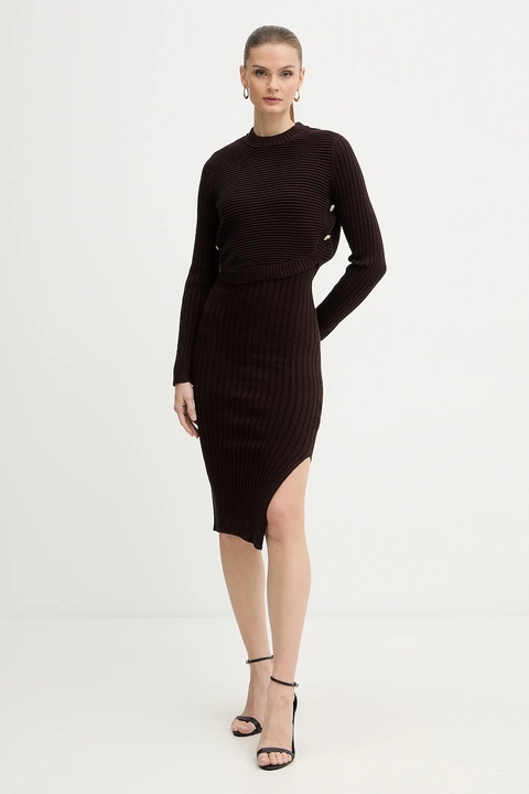 Morgan sukienka i sweter kolor brązowy mini dopasowana RMOMO - zdjęcie produktu nr 2